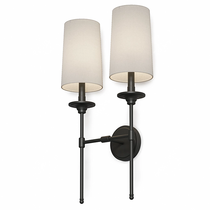Elegant Black Metal Wall Sconce 3D model image 2