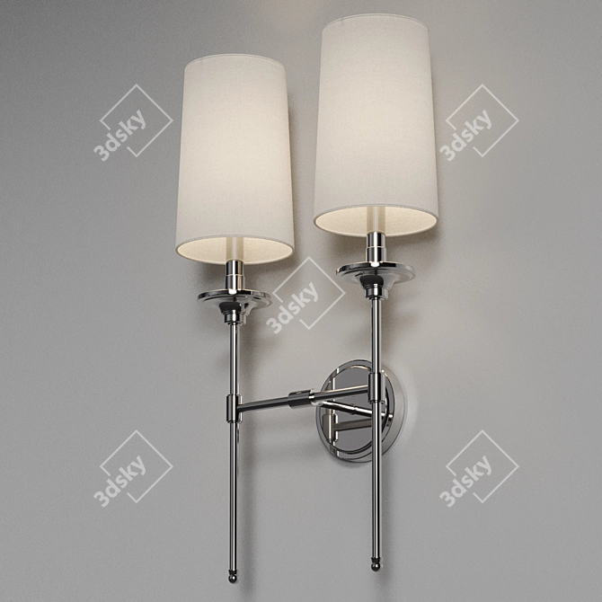Elegant Black Metal Wall Sconce 3D model image 6