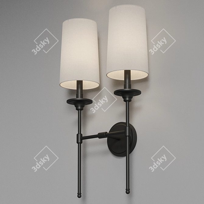 Elegant Black Metal Wall Sconce 3D model image 7