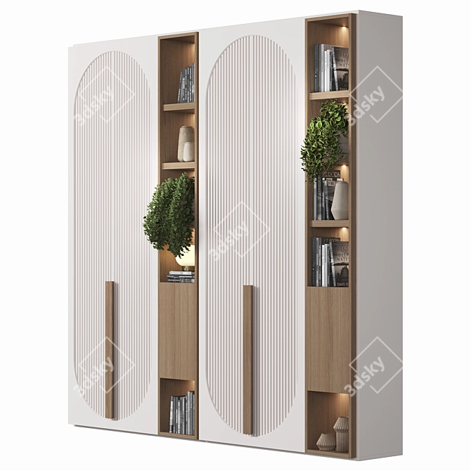 High-Quality Wood Wardrobe Render 3D model image 2