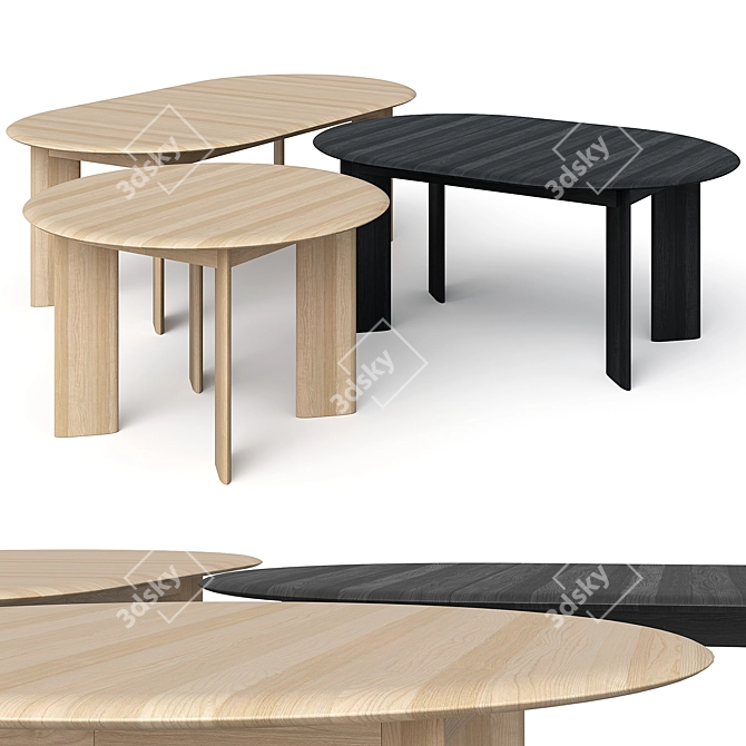 Ferm Living Bevel Wooden Table 3D model image 1