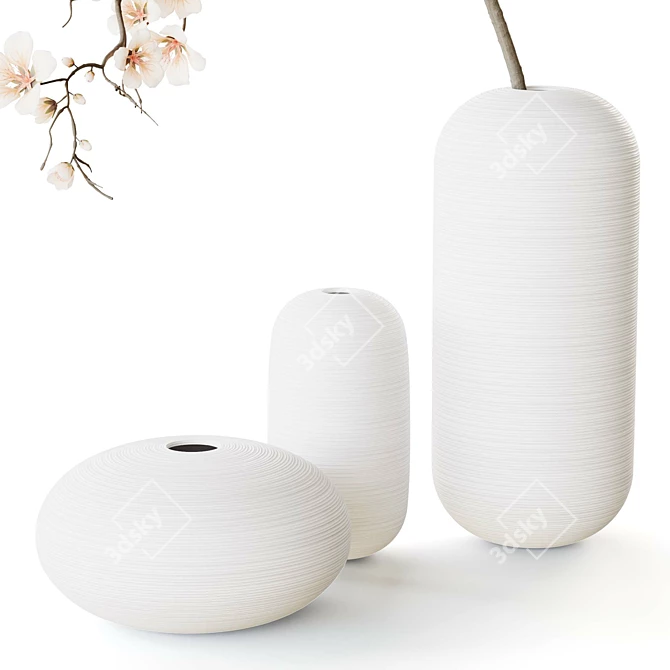 Modern 3D Printed Vase Set 3D model image 4