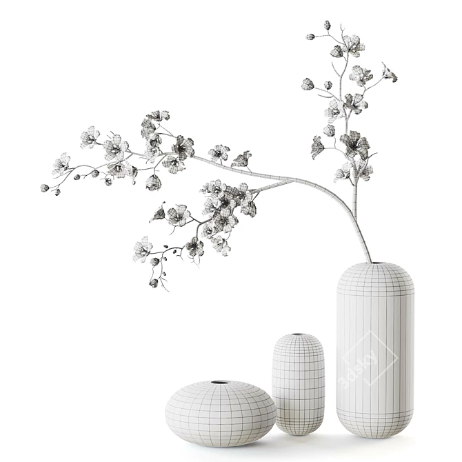 Modern 3D Printed Vase Set 3D model image 6