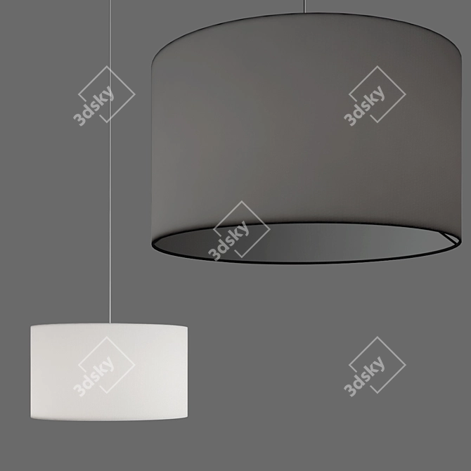 Luxe Drum-Shaped Fabric Lampshade 3D model image 4