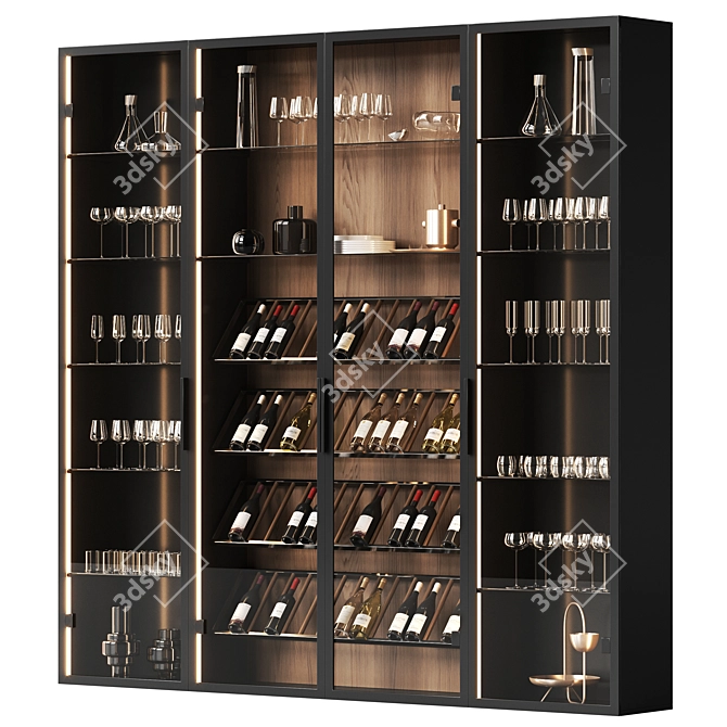 Elegant Wine Cabinet Set 3D model image 1