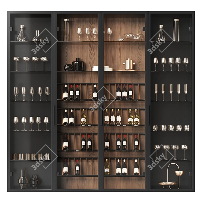 Elegant Wine Cabinet Set 3D model image 4