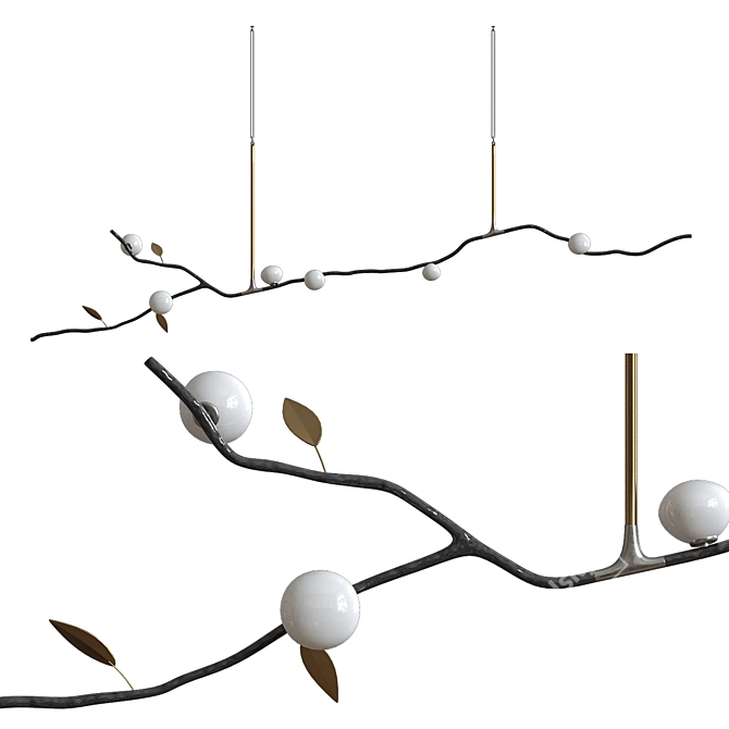 Handcrafted Glass and Brass Lamp 3D model image 1