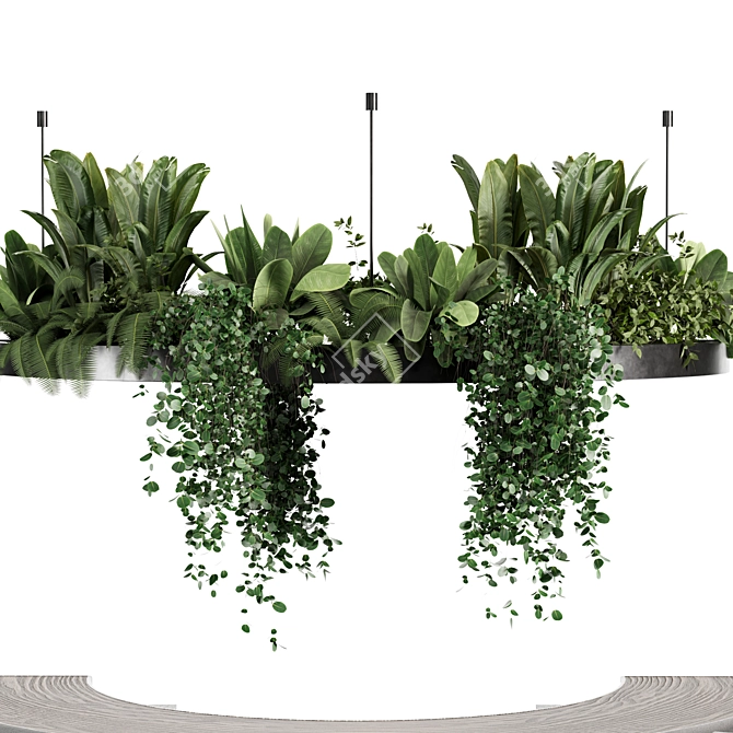 Modern Reception Desk with Plants 3D model image 3