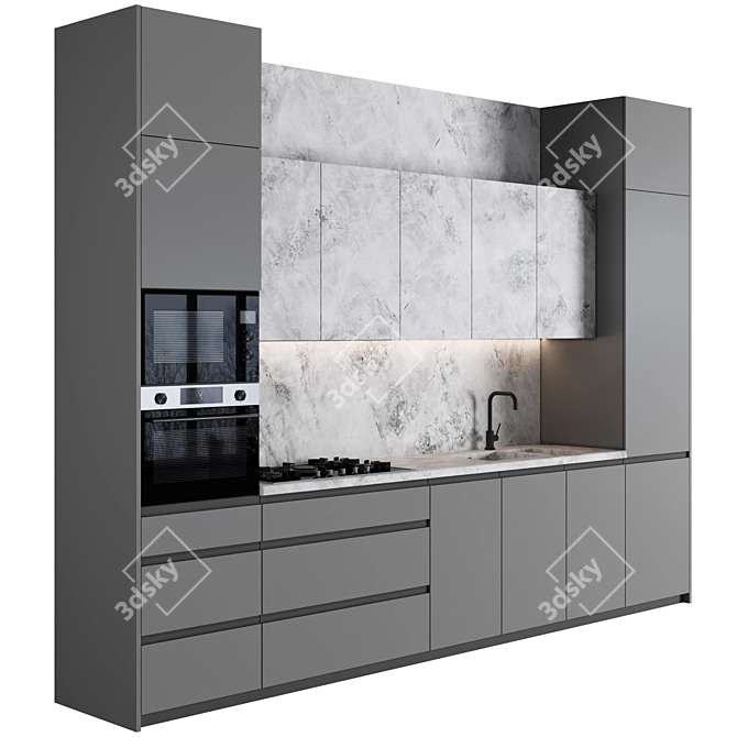 Modern Modular Kitchen Design 3D model image 2