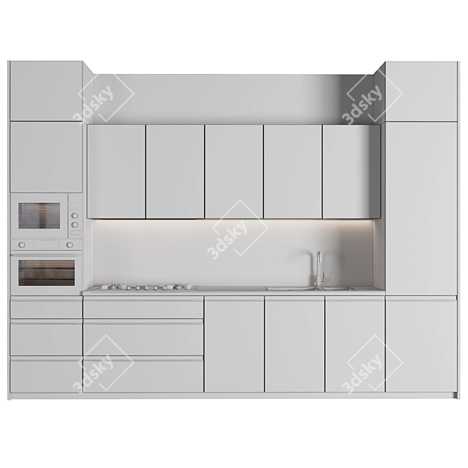 Modern Modular Kitchen Design 3D model image 5