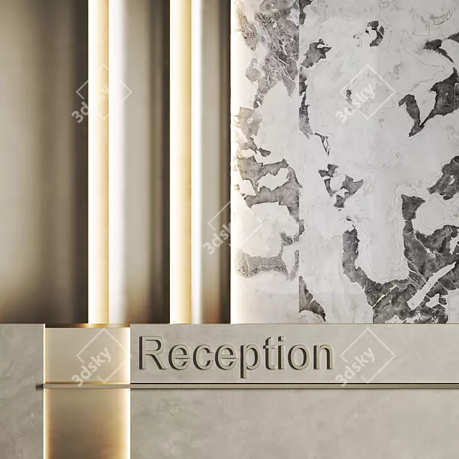 Luxury Fusion Reception Desk 3D model image 3