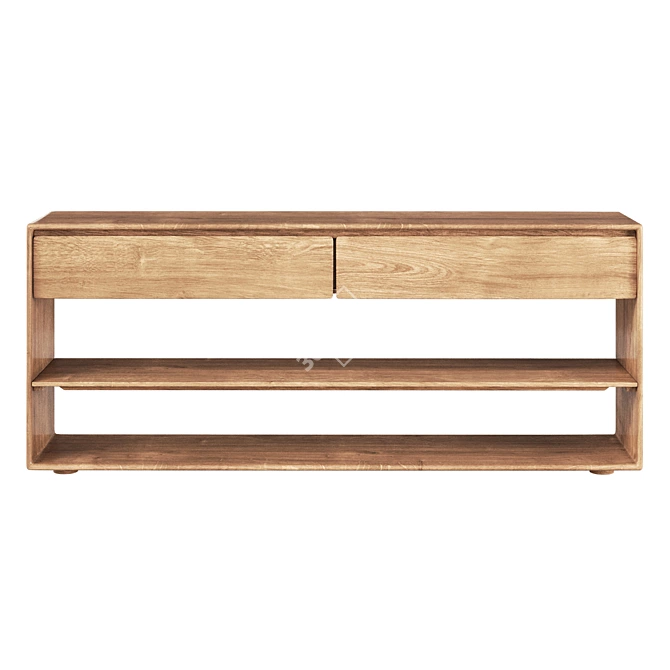 Rustic 3D Solid Wood Console 3D model image 5