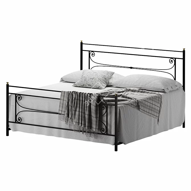 Evelyn Handcrafted Wrought Iron Bed 3D model image 1