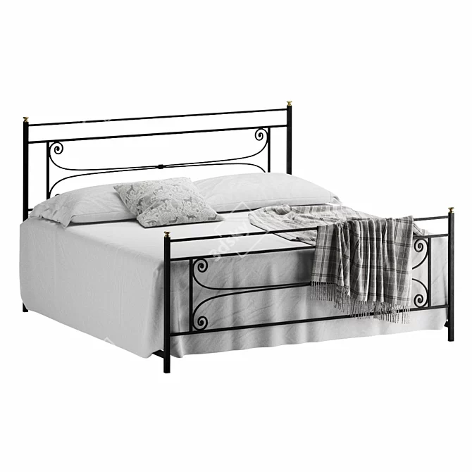 Evelyn Handcrafted Wrought Iron Bed 3D model image 2