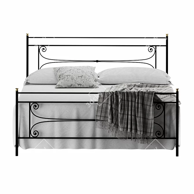 Evelyn Handcrafted Wrought Iron Bed 3D model image 3