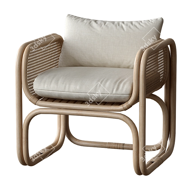 Rattan Garden Chair Wilbert 3D model image 2