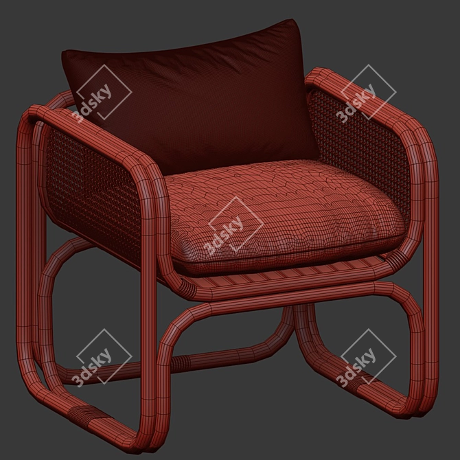 Rattan Garden Chair Wilbert 3D model image 4