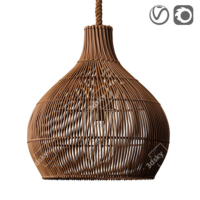 Natural Rattan Pendant Shade - MYRLEEN 3D model image 1