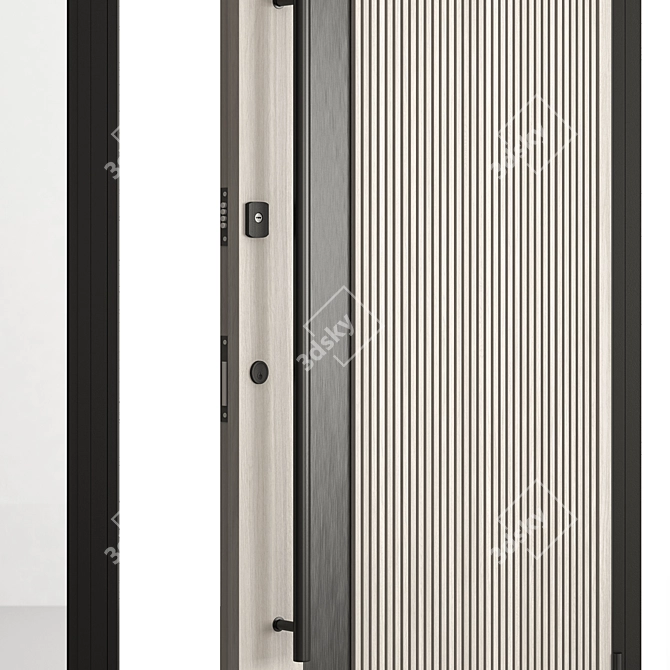  Rustic Wooden Front Door Set 3D model image 5