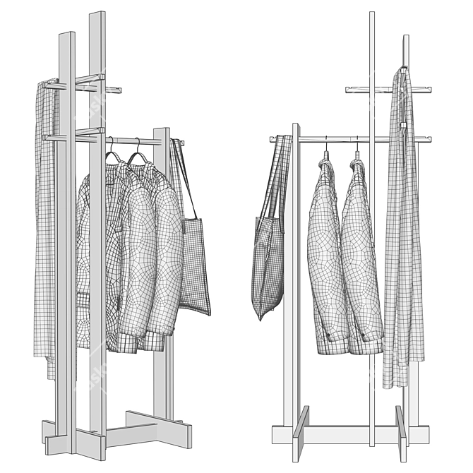 PBR-Optimized Clothes Stand 3D model image 6