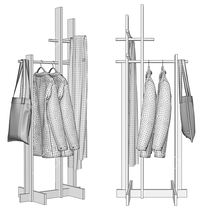 PBR-Optimized Clothes Stand 3D model image 11