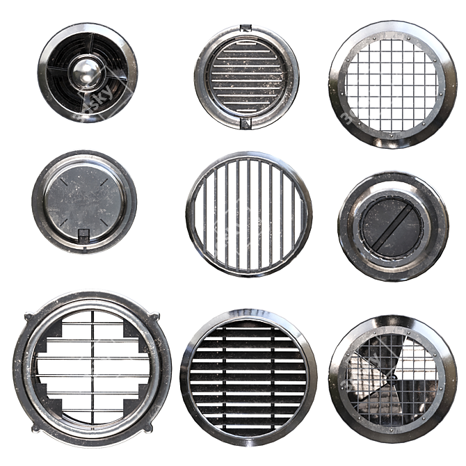 Modern Vents Set with Textures 3D model image 1