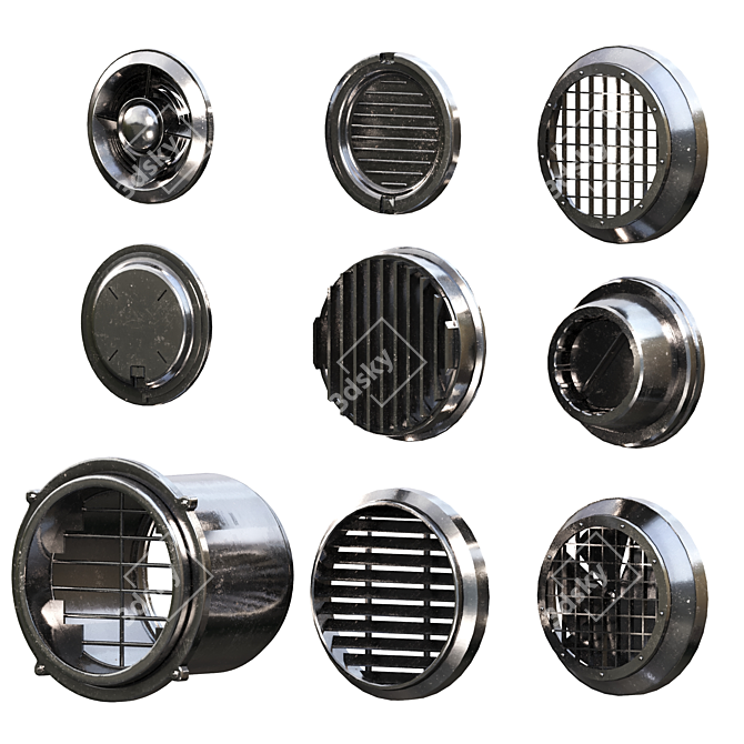 Modern Vents Set with Textures 3D model image 2