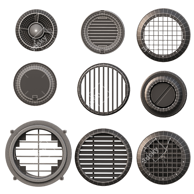 Modern Vents Set with Textures 3D model image 4