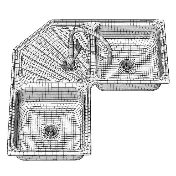 Modern Stainless Steel Sink Set 3D model image 4