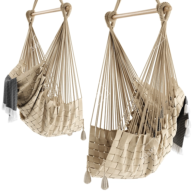 Handcrafted Cotton Hammock Chair 3D model image 1