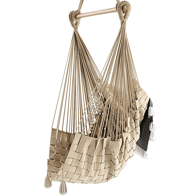 Handcrafted Cotton Hammock Chair 3D model image 3