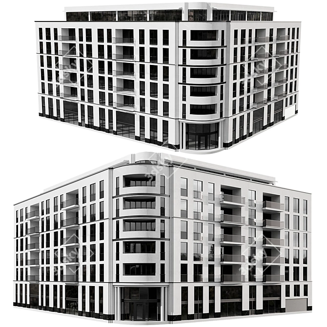 Multi-Floor Building Model Kit 3D model image 1