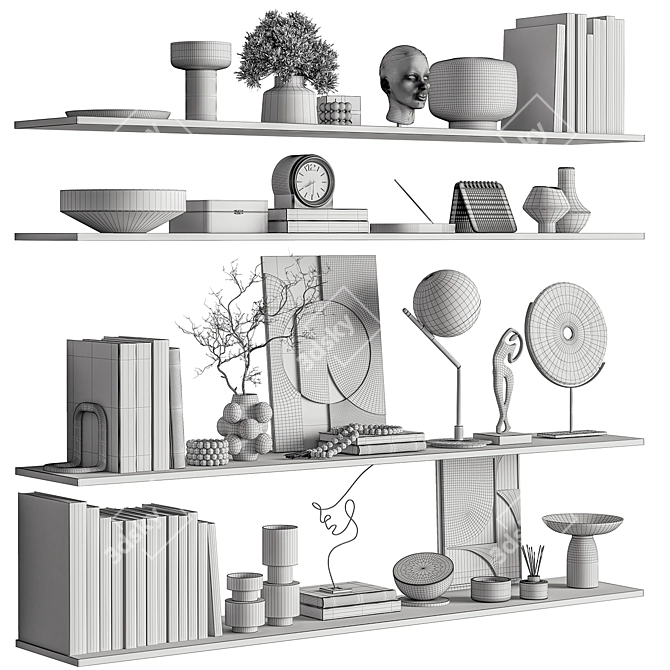 Russian Decorative Shelves Display Set 3D model image 7