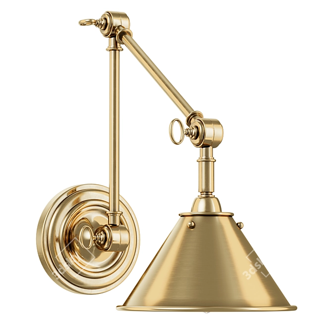 Brass Articulating Library Sconce 3D model image 1