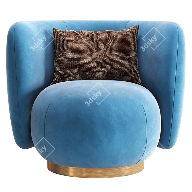 Contemporary Armchair Lucca Brown Gold 3D model image 3
