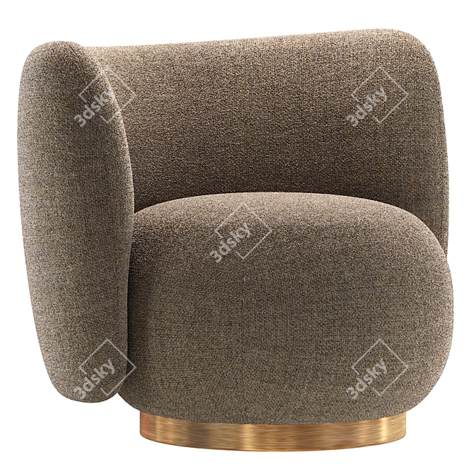 Contemporary Armchair Lucca Brown Gold 3D model image 4