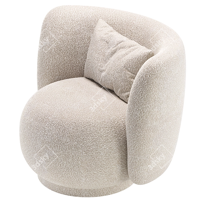 Contemporary Armchair Lucca Brown Gold 3D model image 5