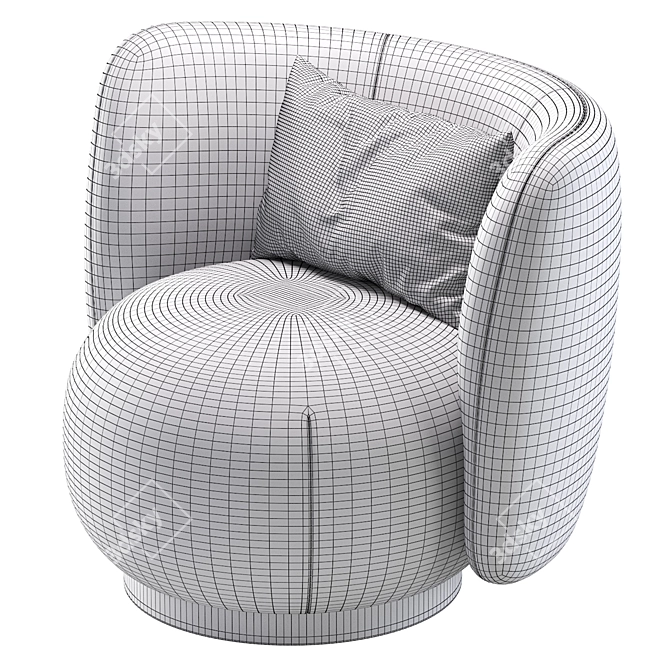 Contemporary Armchair Lucca Brown Gold 3D model image 7