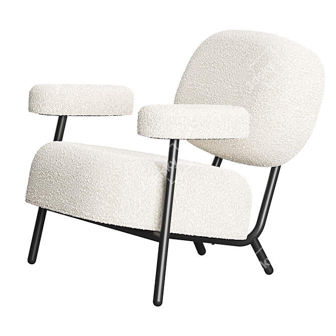 Modern Retro Lounge Chair with Ottoman 3D model image 1