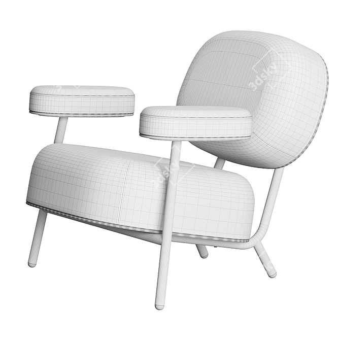 Modern Retro Lounge Chair with Ottoman 3D model image 2