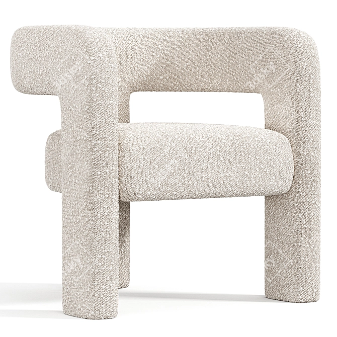 Cozy Boucle Accent Armchair 3D model image 3