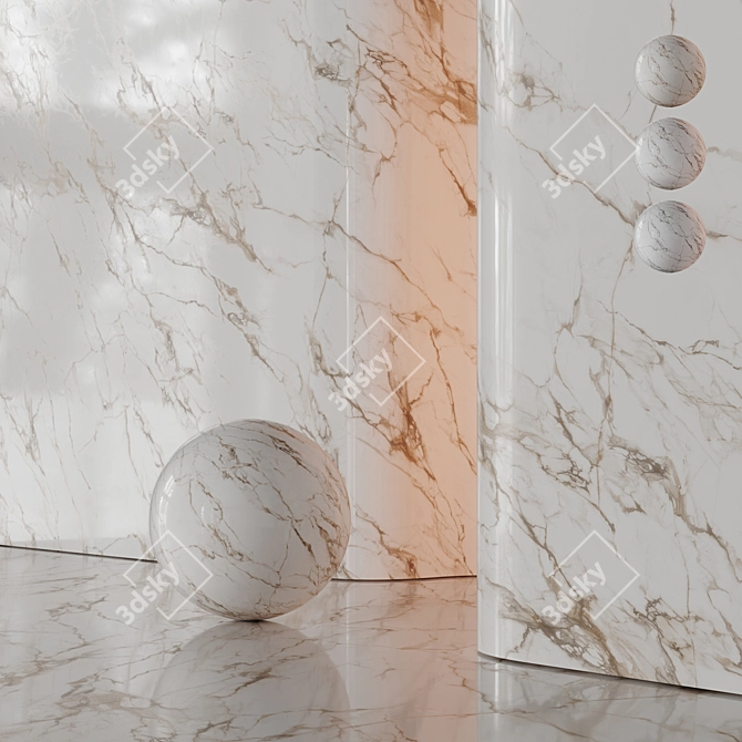 Marble Texture Set with Reflections 3D model image 1