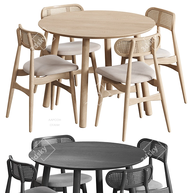 Scandinavian dining set with Larson chair and Otani table 3D model image 1