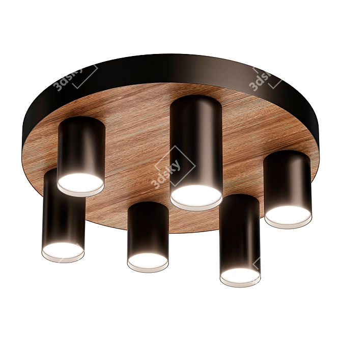 Modern Wood Ceiling Light Fixture 3D model image 1