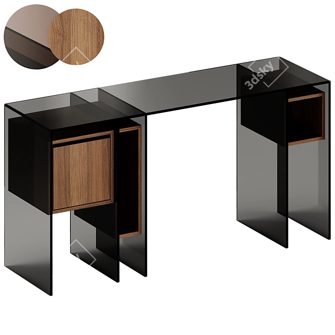 Modern Marcel Writing Desk with Bookcase 3D model image 1