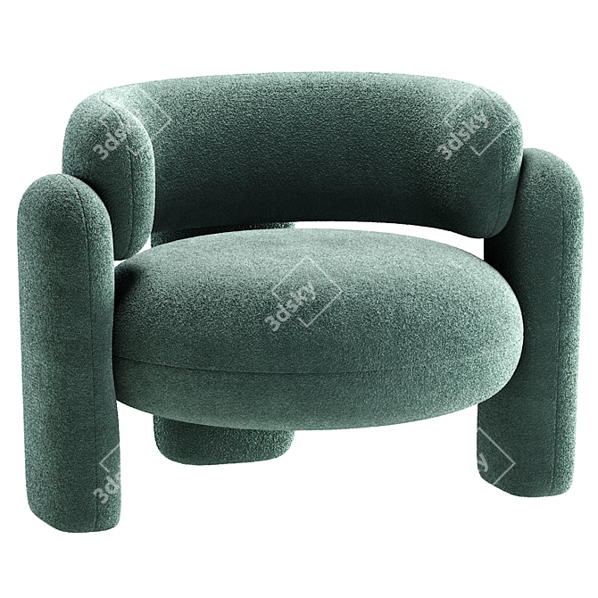 Modern White Valli Armchair - 3D-Ready 3D model image 5