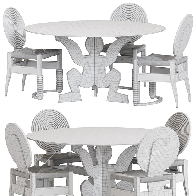 Modern Round Dining Table Set 3D model image 5