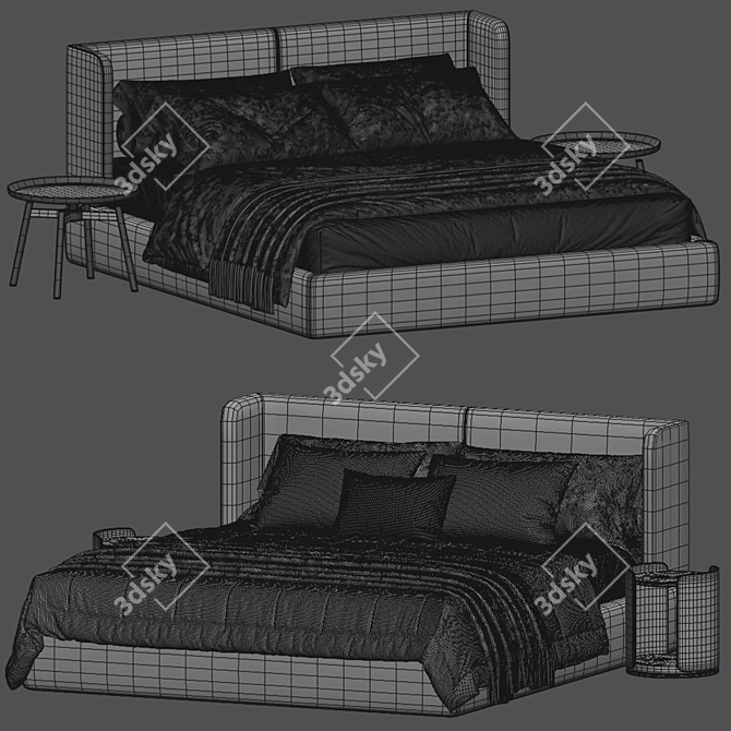 Modern Minimalist Bed Design 3D model image 6