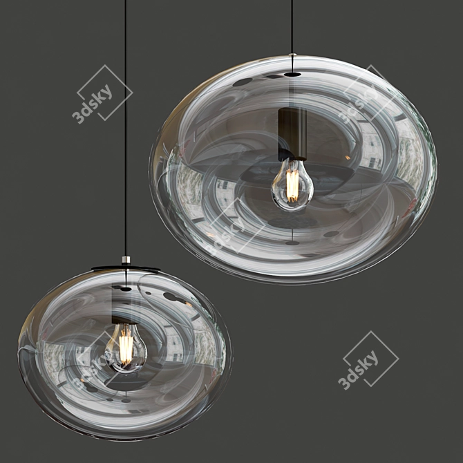 Blown Glass Pendant Lamp Galaxy 3D model image 4