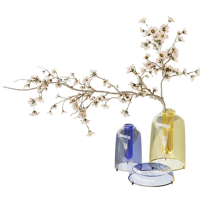 Glass Vases Set with Materials 3D model image 2